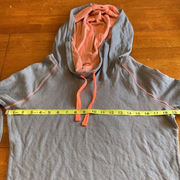 Columbia Womens Size L Grey Orange Contrast Cowl Hoodie Drawstrings Lightweight - Picture 11 of 13